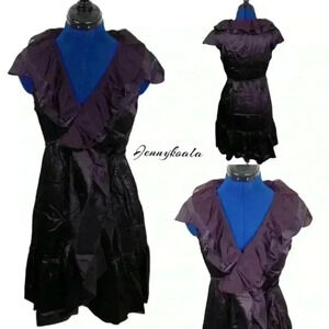 🆕NWT Lucy Paris ruffled wrap dress purple satin M